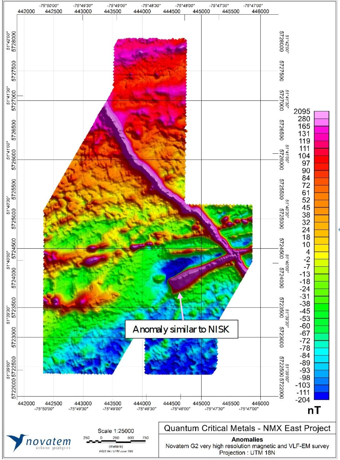 Quantum Critical Metals Discovers Promising Magnetic Anomaly at NMX East Property Matching Established Nisk Deposit